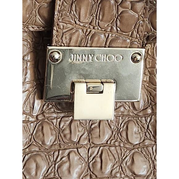 Jimmy Choo Rosabel Large Handbag Day Stainpea Mock Crock Nude Pre-owned Read!!! - Picture 5 of 16
